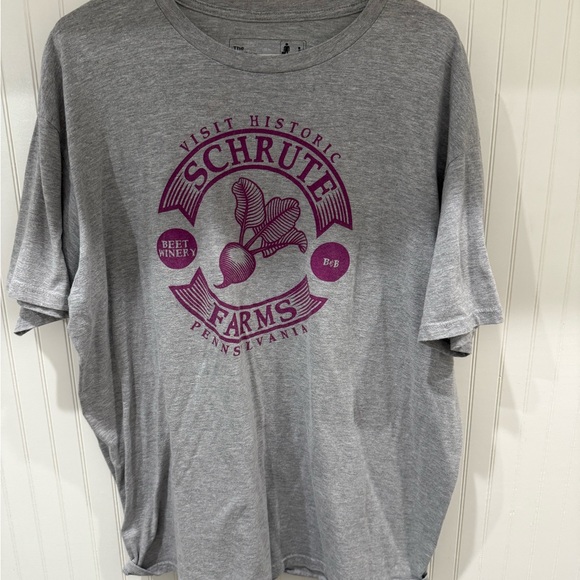 Ripple Junction Gray and Purple Schrute Farms Beet Winery T-Shirt - Picture 1 of 3